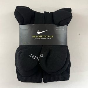 Nike Black Everyday Plus Socks- 6 pack (Large)